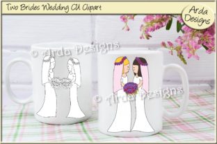 Celebrating Love with Two Brides Wedding Clipart