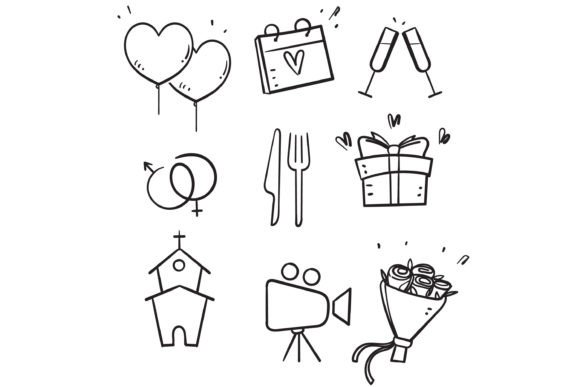 Charming & Whimsical: The Doodle Wedding Icon Collection