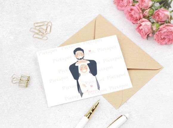 Cute Muslim Couple Wedding Illustration for Your Special Day