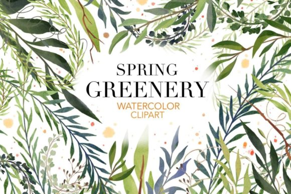 Elegant Greenery Watercolor Clipart for Wedding Designs