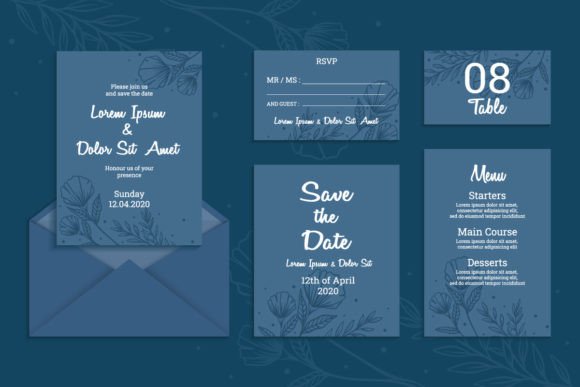 Elegant Hand Draw Floral Wedding Invitation for Designers