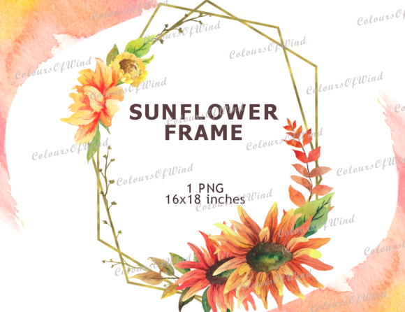 Elevate Your Designs with a Sunflower Gold Wedding Frame Logo PNG