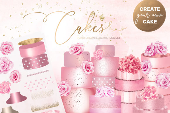 Elevate Your Designs with Pink Cakes Creator Wedding Cake Clipart