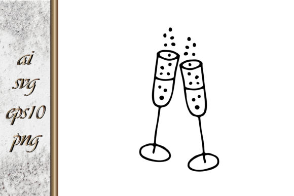 Glass Wedding Toast Sketch Drink Vector