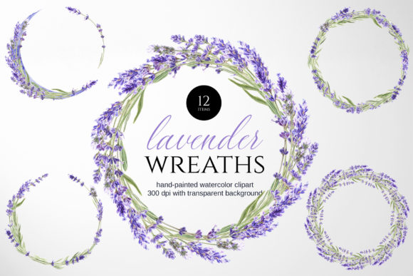 Lavender Wreaths, Wedding Clipart for Elegant Design