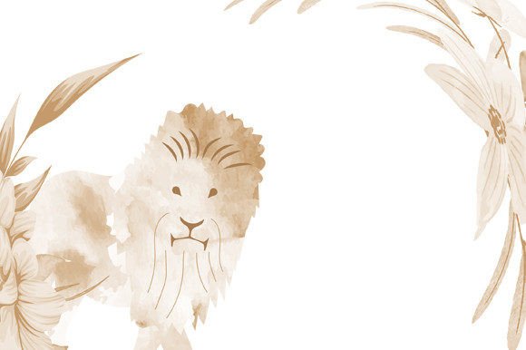 Lion Animals Watercolor Wedding Card: A Wildly Elegant Design Asset