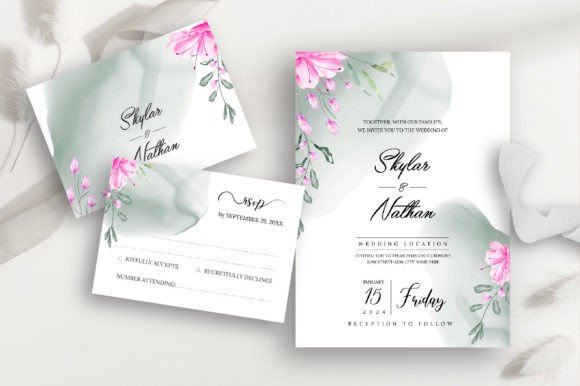 Watercolor Floral Wedding Invitation: Soft Elegance for Your Big Day