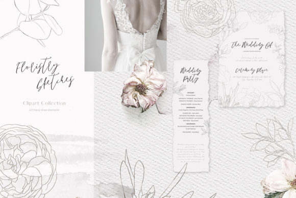 Wedding Floral Clipart: Floristry Sketch for Elegant Design